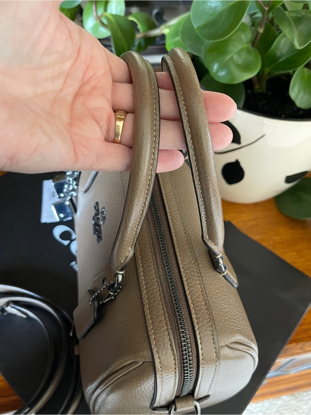 NWT Coach Rowan Satchel in Dark Stone - Picture 7 of 9